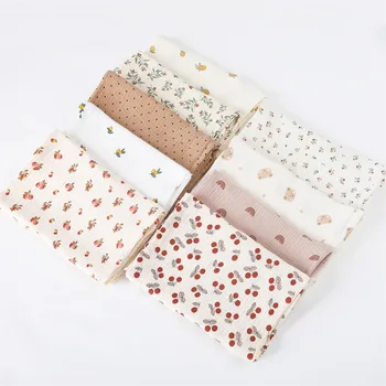 Baumwolle Swaddle Decke Baby Decke Blumen Druck Musselin Windel Swaddle Neue Geboren Crinkle Stoff Baby Born