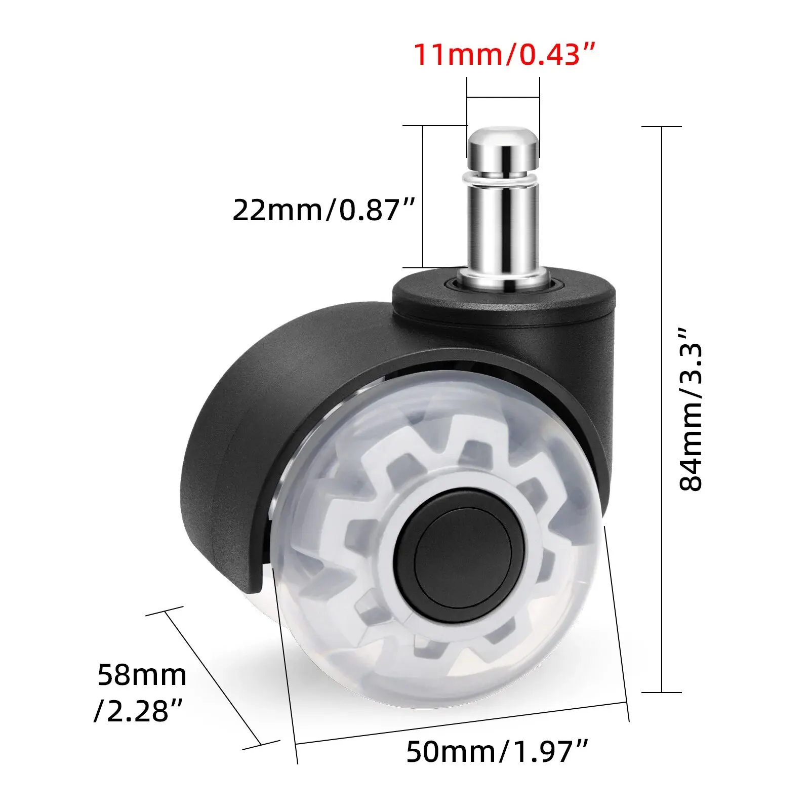 Ad 5pcs Universal Mute Wheel Bürostuhl Nachlauf drehbar Gummi – Bild 6