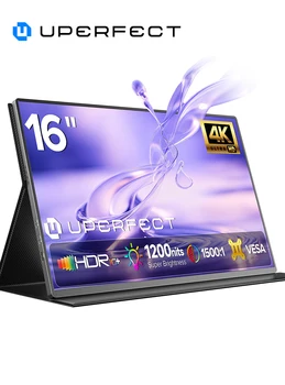 UPERFECT 4K Tragbarer Monitor 16" 3840x2400 IPS Laptop Verlängerungsbildschirm 1200 Nits USB C HDMI Computer