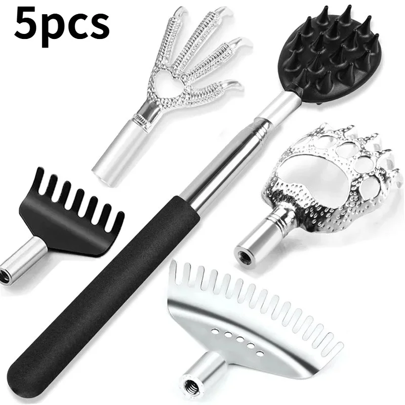 1/3/5PCS Rückenkratzer Teleskop Kratzen Massage Werkzeug – Bild 3