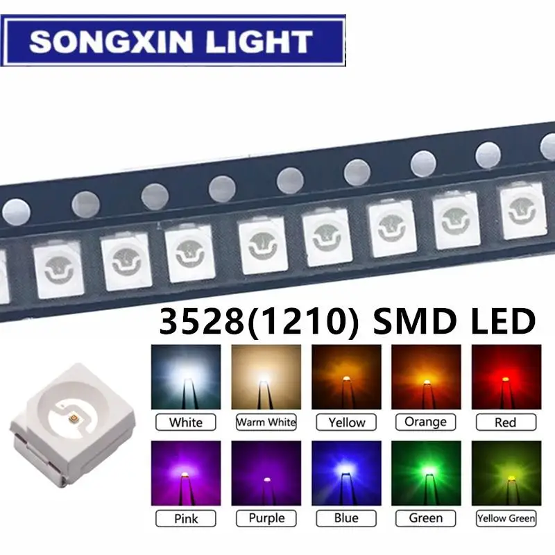 100 teile/los 3528 1210 Diode SMD LED Diodo Kit Grün ROT WARM