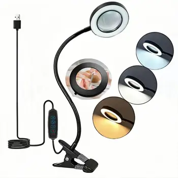 5-fache Vergrößerungs-Schreibtischlampe, LED-beleuchtete Lupe, 3 Farben, LED-Lupe für Lötkolben