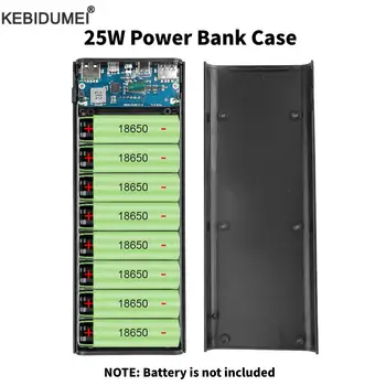 25 W 8*18650 Power Bank Fällen Batterie Halter Tragbare Dual USB Typ C Lade Shell für iPhone Xiaomi Huawei