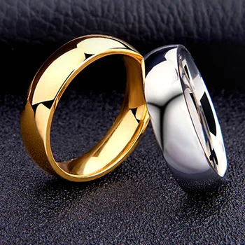 Einfache 6mm Titan Ring Frauen Männer Verhindern Allergie Hochglanzpoliert Hochzeit Ringe Edelstahl Paar