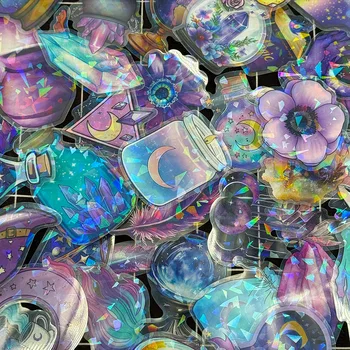 Magie Hexe Stil Aufkleber INS Cartoon DIY Glitter Aufkleber Dekoration Transparente Aufkleber (50 Stück)