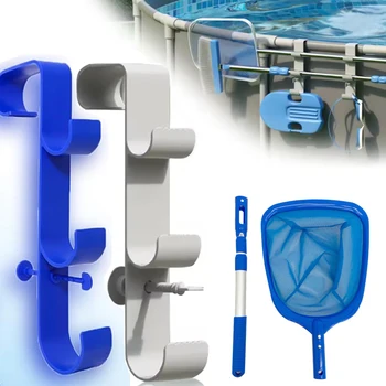 Pool-Laubkescher-Netzhalter und Reinigungswerkzeuge mit verstellbaren Teleskophaken und Bürstenhalter