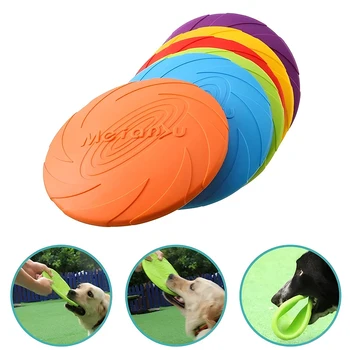 Hundespielzeug, Silikon, fliegende Scheibe, modisch, mehrfarbig, beständig, Kauspielzeug, Welpe, Outdoor