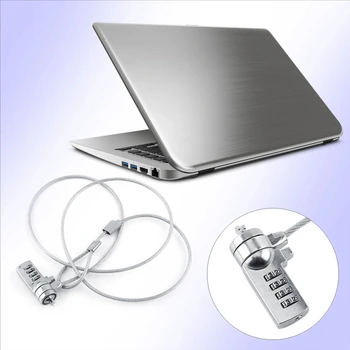 Diebstahlschutzvorrichtungen für Laptops und PCs, Kombiniertes Sicherheitsschloss, Kabelkette, 4-stelliges