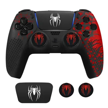 Spider-Themen-Schutzhülle aus weichem Silikon für PS5-Gamecontroller, Cover-Skin, Gamepad-Touchpad-Aufkleber