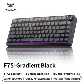 AULA F75 Gaming Mechanische Tastatur RGB Maßgeschneiderte 75 % Layout Seitengravur Dichtung montiert 80 Tasten