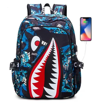 Rucksack Grundschule Büchertasche Reiserucksack Cartoon Hai Druck Grundschule Student Satchel Rucksack Mochila