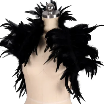 Halloween Cape Karneval Feder Schal Maskerade Party Gothic Stil Schwarz Weiß Feder Cape Kragen Zubehör