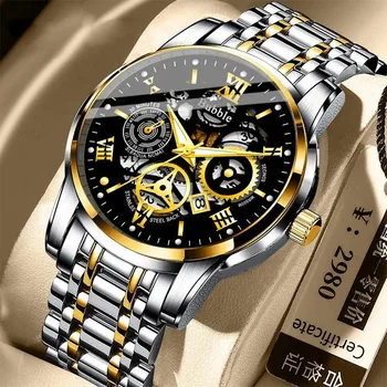 UTHAI Herrenuhr, trendige, leichte, luxuriöse, vielseitige Quarz-Armbanduhr, wasserdicht, römische, hohle