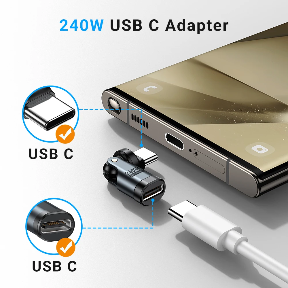 USB-C OTG-Adapter 240 W, 540 Grad drehbar – Bild 4