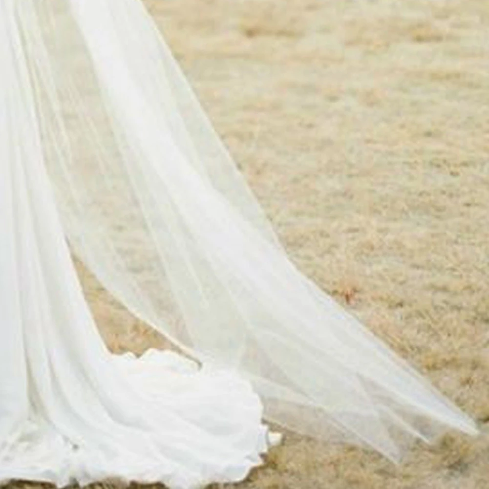 Heiße lange Tüll-Hochzeitsschleier, eine Schicht mit Kamm – Bild 2