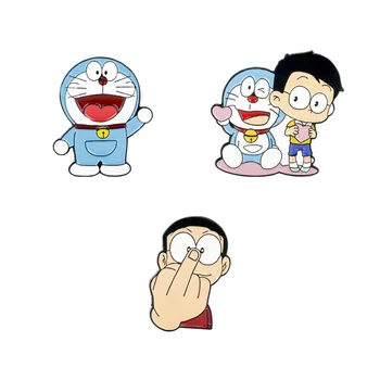 Doraemon Anstecknadeln für Rucksäcke Broschen Abzeichen Kawaii Brosche für Kleidung Schmuck (3 Stück)