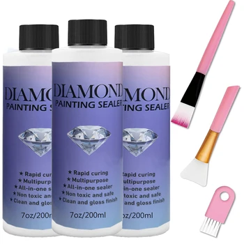 60 ml/120 ml/200 ml Diamant-Malerei-Versiegelung mit 3 Pinseln, Diamant-Malerei-Kleber, permanenter Halt