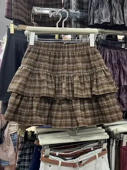 Japanischer Y2K Süßer Rüschen-Karorock im Punk-Rock-Subkultur-Stil, Cake-Rock im japanischen Preppy-Stil