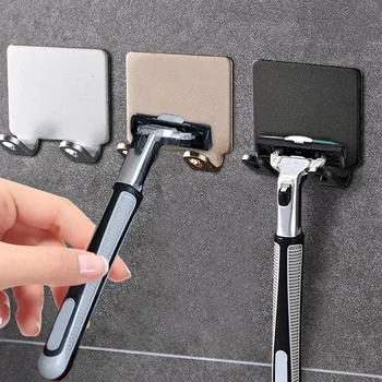 Badezimmer Edelstahl Rasiererhalter Aufbewahrungshaken Wandmontage Herren Rasierer-Regal Bohrfreier