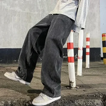 Streetwear Lose Jeans Männer Koreanischen Stil, Mode, Lose Gerade Breite Bein Hosen Männer der Marke Kleidung