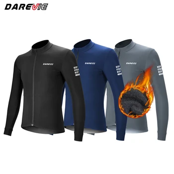 DAREVIE Radtrikot Winter Thermofleece Radtrikot Herren Langarm Hot Warm Soft Brushed Atmungsaktive