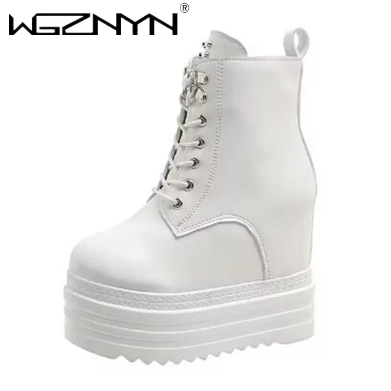 Marke Punk Stil Frauen 12CM Plattform Keile Stiefel Herbst – Bild 2
