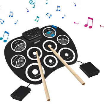 Elektronisches Schlagzeug-Set, handgerollte Trommel, 9 Pads, MIDI-Schnittstelle, unterstützt DTX-Spiele