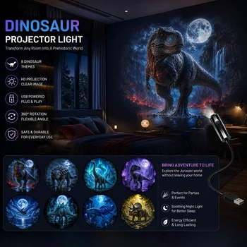 Fantasy-Dinosaurier-Projektor-Licht, USB-Betriebenes Mondlicht Jurassic-Galaxie-Ambientelicht, Geeignet