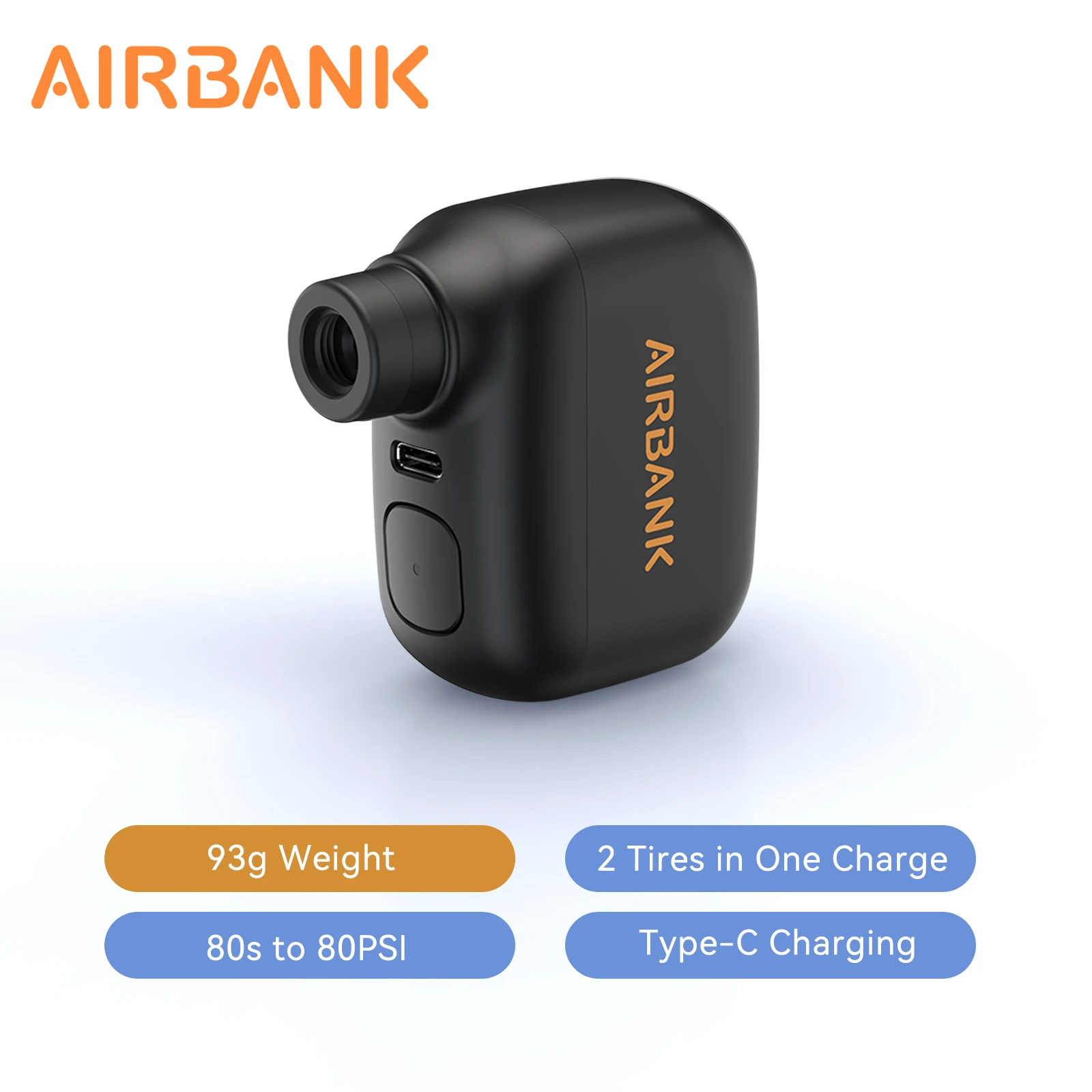 Mini-Akku-Fahrradpumpe 100 PSI, USB-C, Presta und Schrader