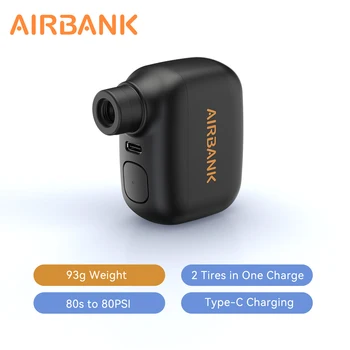AIRBANK AS100 Mini tragbare Fahrradpumpe, wiederaufladbarer Luftpumpe, 100 PSI Typ C, Fahrradzubehör