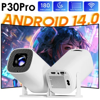 P30PRO Android 14 Smart Mini Projektor WiFi6 BT 5.0 Unterstützt 4K 1280 * 720P Unterstützt