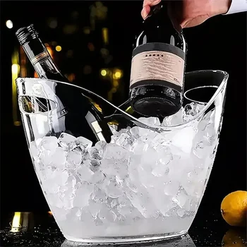 4L klarer Eiskübel, Getränkebadewannen-Griff, kühlender großer Eiskübel für Wein, Champagner, Bar, Zubehör