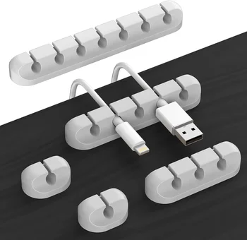 Kabelhalter-Clips mit Klebstoff, Kabelmanagement, Kabelorganisator für Desktop, USB-Ladekabel, Nachttisch