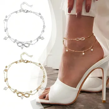 Mode Fuß schmuck Knöchel Armbänder Kette für Frauen einfache elegante Imitation Perle Quaste Fußkettchen