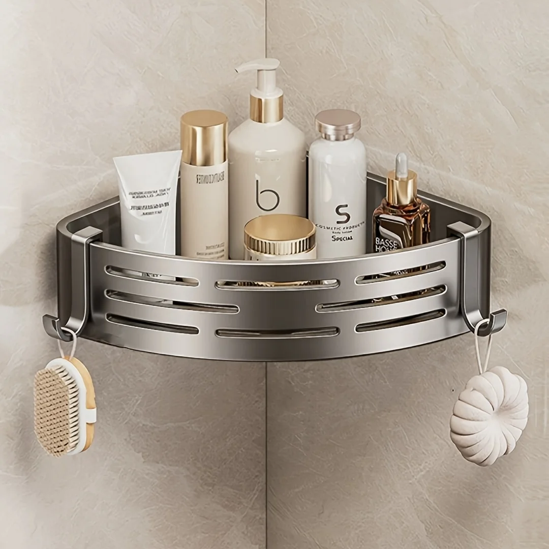 Modernes Badezimmer-Eckregal, selbstklebendes Duschregal für – Bild 3