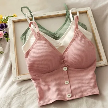 Frauen Gestrickte Tank Top Strap Weste Weibliche Stricken Crop Top Brust Wrap Reine Baumwolle Unterwäsche