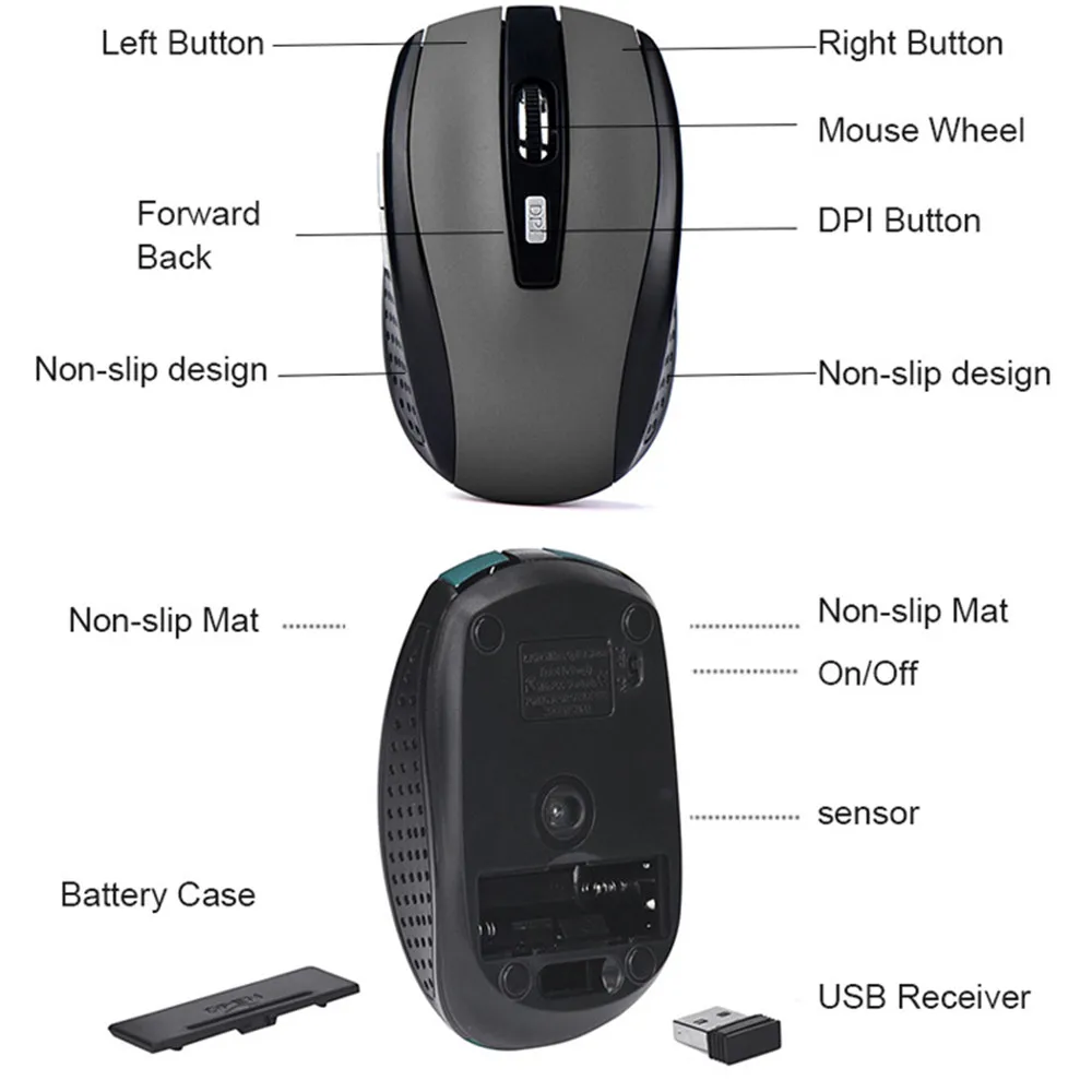 Drahtlose Maus, leise Maus, 2,4 G, tragbare mobile optische – Bild 4