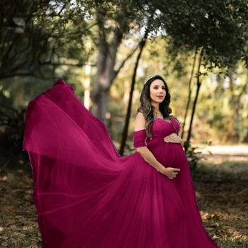 Schulterfreies Spitzen-Umstandskleid für Fotoshootings, Schwangerschaftskleider, Kleid für Schwangere