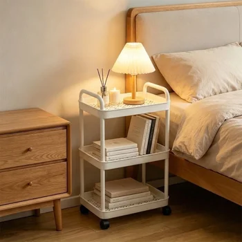 3-stöckiger schlanker Rollwagen aus Kunststoff, beweglicher Trolley mit Rädern, platzsparender Organizer