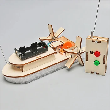 DIY Boot Modell Wissenschaft Spielzeug Kinder STEM Elektrische Pädagogische Lehr Kit 3D Montieren Holz Boot
