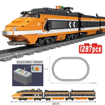 DIY MOC Stadt Serie Zug Metro Tracks Bausteine Eisenbahn Förderung Kinder Modell Ziegel Spielzeug Brinquedos