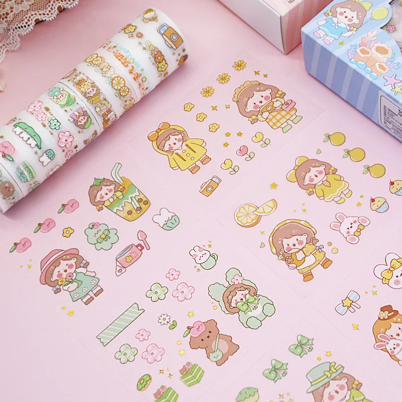 5 Rollen/Set Nette Cartoon Washi Tape Set Aufkleber – Bild 3
