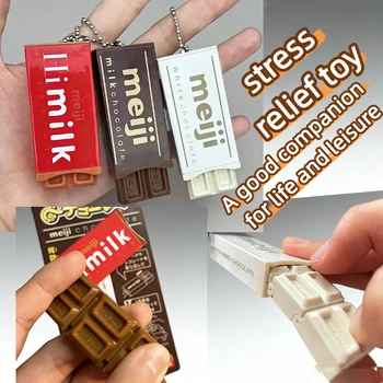 Bandai Japanischer Stil Simuliertes Meiji Schokoladen-Fidget-Spielzeug Stressabbau-Schlüsselanhänger Biegbarer