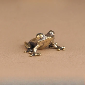 Retro Messing Mini Frosch Miniaturen Figuren Vintage Tier Figur Kröte Desktop Ornamente Hause Dekoration