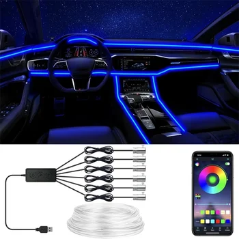 Flexible EL-Drahtleuchten mit App-Steuerung, Umgebungsatmosphäre, Streifenlicht, dekorative Lampen, 12 V