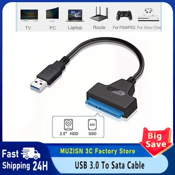 SATA-zu-USB 3.0/2.0-Kabel bis zu 6 Gbit/s für 2,5-Zoll-externe HDD SSD-Festplatte SATA 3 22-poliger Adapter