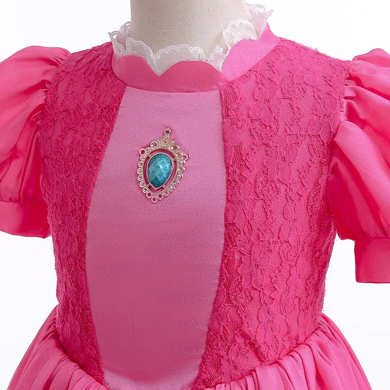 Prinzessin Pfirsich Chiffon Spitze Mädchen Cosplay Kleid Baby – Bild 6