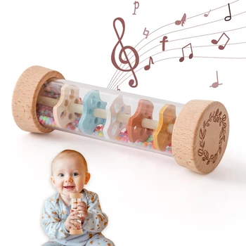 Montessori Baby Regen Stick Regenbogen Sanduhr Regen Musik Rassel Baby Pädagogisches Spielzeug Bunte