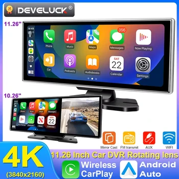 10/11,26 Zoll Dash Cam 4K Auto DVR Drahtlose Carplay & Android Auto GPS Navigation Video Recorder Dashboard