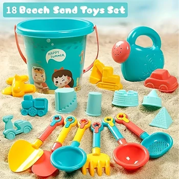 Strand-Sandspielzeug-Set, robuster Kunststoff, Sommer-Pool-Strandspielset, Sandspiel-Werkzeuge (18 Stück)